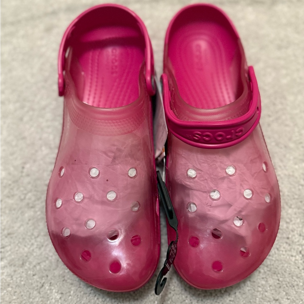 Crocs Classic Translucent Clogs Sandals Pink Size… - image 4
